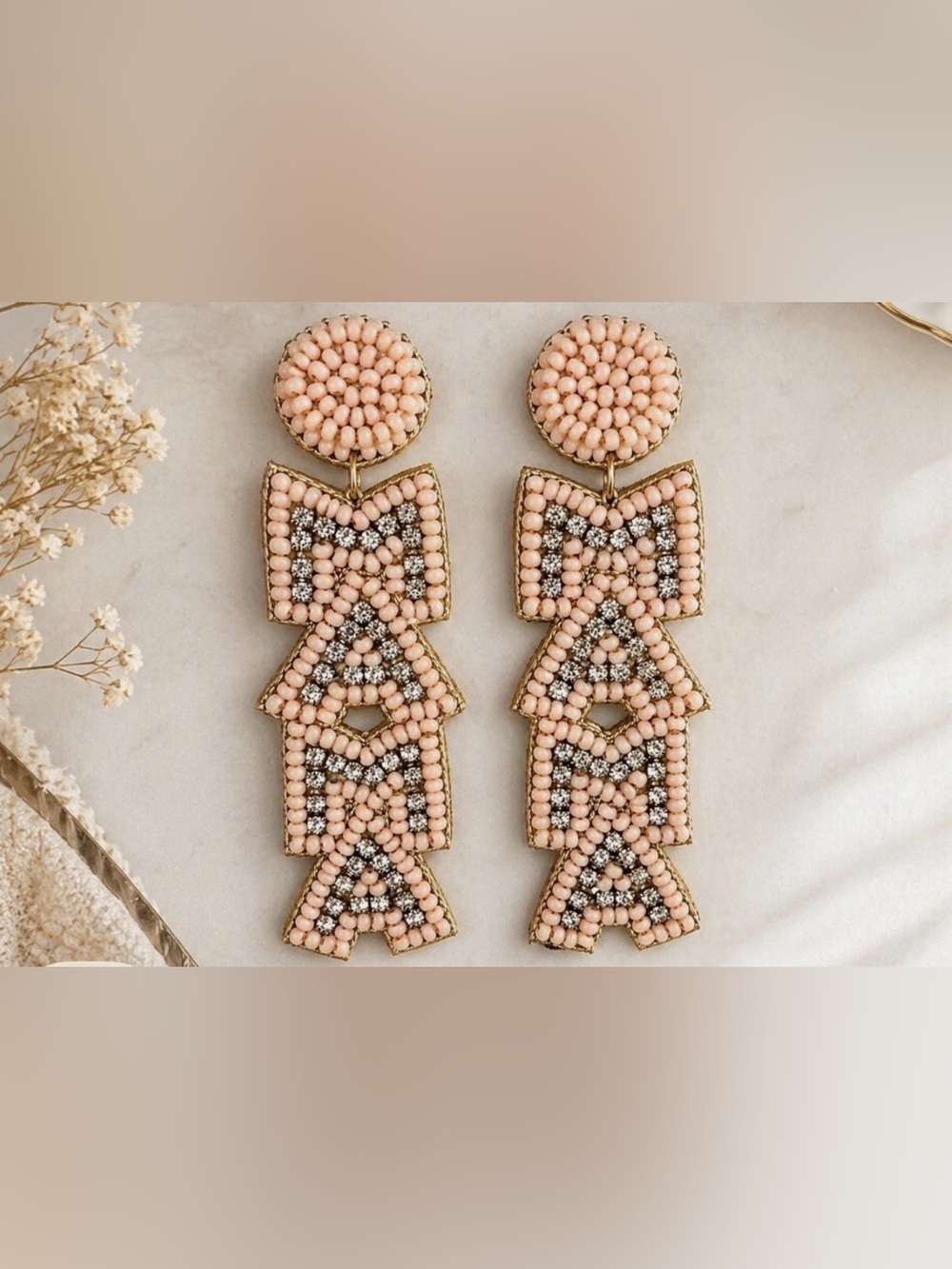 Plunder Seed Bead Mama Dangle Statement Earrings
